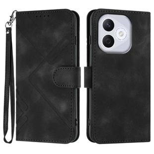 For Honor 400 Lite Line Pattern Skin Feel Leather Phone Case(Black)