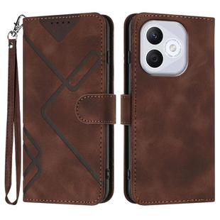 For Honor 400 Lite Line Pattern Skin Feel Leather Phone Case(Coffee)