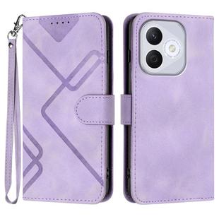 For Honor 400 Lite Global Line Pattern Skin Feel Leather Phone Case(Light Purple)