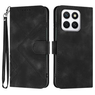 For Honor X8c 4G Line Pattern Skin Feel Leather Phone Case(Black)