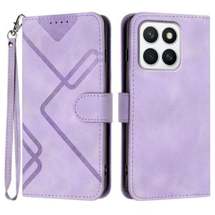 For Honor X8c 4G Line Pattern Skin Feel Leather Phone Case(Light Purple)