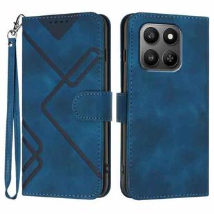 For Honor 400 Smart / X7d 4G / Play 10T 5G Line Pattern Skin Feel Leather Phone Case(Royal Blue)