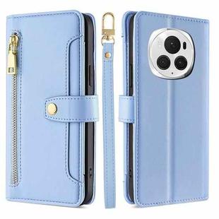 For Honor Magic6 Pro 5G Sheep Texture Cross-body Zipper Wallet Leather Phone Case(Blue)