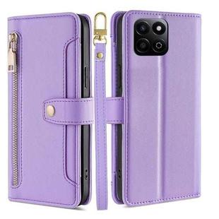 For Honor Play 60 Plus Sheep Texture Cross-body Zipper Wallet Leather Phone Case(Purple)