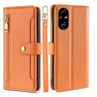 For Honor 200 Pro 5G Sheep Texture Cross-body Zipper Wallet Leather Phone Case(Orange)