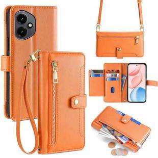 For Honor 400 Global 156.5mm Sheep Texture Cross-body Zipper Wallet Leather Phone Case(Orange)