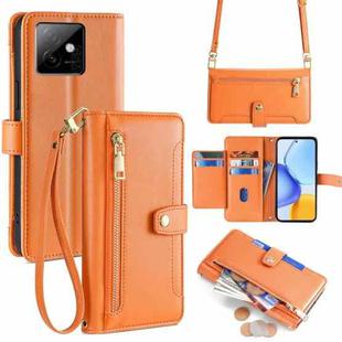 For Honor X60 GT 5G Sheep Texture Cross-body Zipper Wallet Leather Phone Case(Orange)