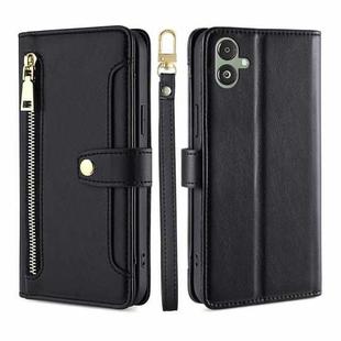 For Samsung Galaxy F14 5G Lite Sheep Texture Cross-body Zipper Wallet Leather Phone Case(Black)