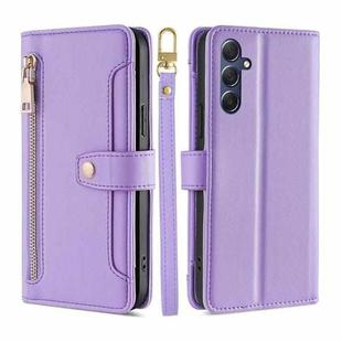 For Samsung Galaxy M54 5G Sheep Texture Cross-body Zipper Wallet Leather Phone Case(Purple)