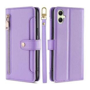 For Samsung Galaxy A05 4G Lite Sheep Texture Cross-body Zipper Wallet Leather Phone Case(Purple)