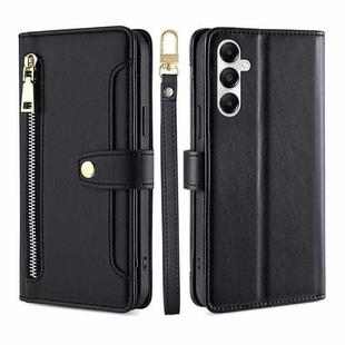 For Samsung Galaxy A05s 4G Lite Sheep Texture Cross-body Zipper Wallet Leather Phone Case(Black)