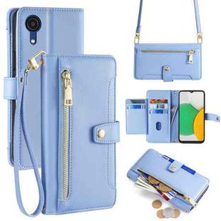 For Samsung Galaxy A03 Core Sheep Texture Cross-body Zipper Wallet Leather Phone Case(Blue)