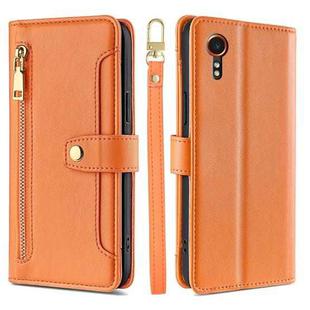 For Samsung Galaxy Xcover 7 5G Sheep Texture Cross-body Zipper Wallet Leather Phone Case(Orange)