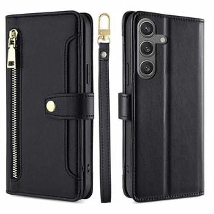 For Samsung Galaxy S24 Ultra 5G Sheep Texture Cross-body Zipper Wallet Leather Phone Case(Black)