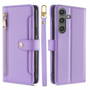 For Samsung Galaxy S24 Ultra 5G Sheep Texture Cross-body Zipper Wallet Leather Phone Case(Purple)