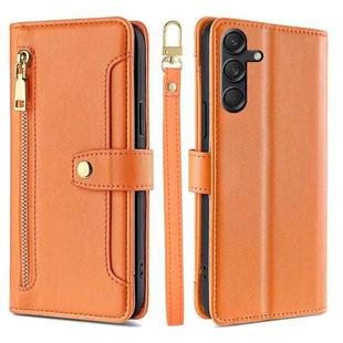 For Samsung Galaxy M55 5G Sheep Texture Cross-body Zipper Wallet Leather Phone Case(Orange)