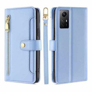 For Xiaomi Redmi Note 12S 4G Sheep Texture Cross-body Zipper Wallet Leather Phone Case(Blue)
