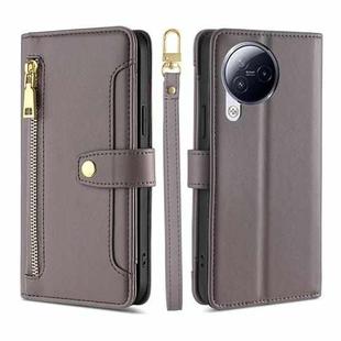 For Xiaomi Civi 3 5G Sheep Texture Cross-body Zipper Wallet Leather Phone Case(Grey)
