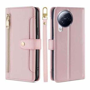 For Xiaomi Civi 3 5G Sheep Texture Cross-body Zipper Wallet Leather Phone Case(Pink)