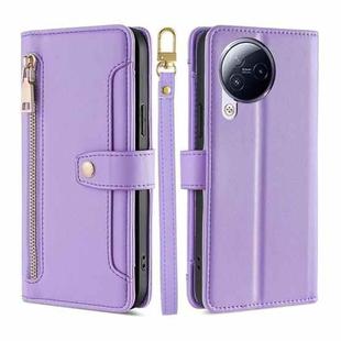 For Xiaomi Civi 3 5G Sheep Texture Cross-body Zipper Wallet Leather Phone Case(Purple)