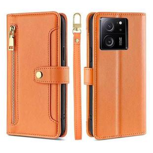 For Xiaomi Redmi K60 Ultra Sheep Texture Cross-body Zipper Wallet Leather Phone Case(Orange)