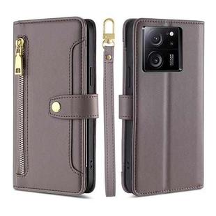 For Xiaomi Redmi K60 Ultra Sheep Texture Cross-body Zipper Wallet Leather Phone Case(Grey)