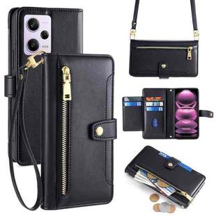 For Xiaomi Redmi Note 12 Pro Sheep Texture Cross-body Zipper Wallet Leather Phone Case(Black)
