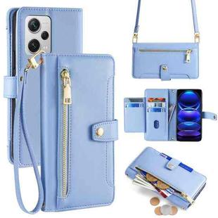 For Xiaomi Redmi Note 12 Pro+ Sheep Texture Cross-body Zipper Wallet Leather Phone Case(Blue)