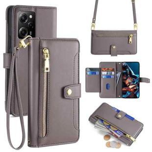 For Xiaomi Redmi Note 12 Pro Speed Sheep Texture Cross-body Zipper Wallet Leather Phone Case(Grey)