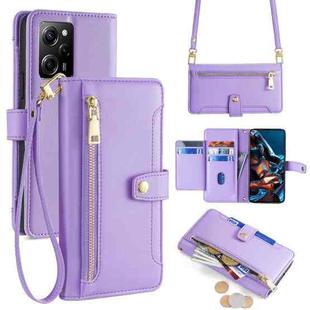 For Xiaomi Redmi Note 12 Pro Speed Sheep Texture Cross-body Zipper Wallet Leather Phone Case(Purple)