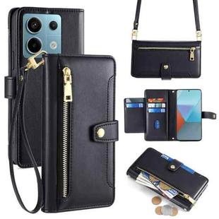 For Xiaomi Redmi Note 13 Pro 5G Sheep Texture Cross-body Zipper Wallet Leather Phone Case(Black)