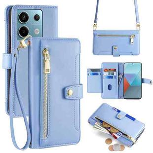 For Xiaomi Redmi Note 13 Pro 5G Sheep Texture Cross-body Zipper Wallet Leather Phone Case(Blue)