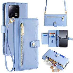 For Xiaomi 13 Pro Sheep Texture Cross-body Zipper Wallet Leather Phone Case(Blue)