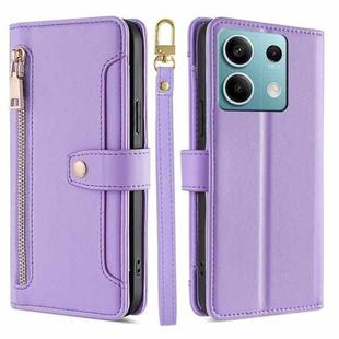 For Xiaomi Redmi Note 13 4G Sheep Texture Cross-body Zipper Wallet Leather Phone Case(Purple)