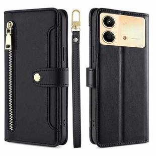 For Xiaomi Redmi Note 13R Pro 5G Sheep Texture Cross-body Zipper Wallet Leather Phone Case(Black)