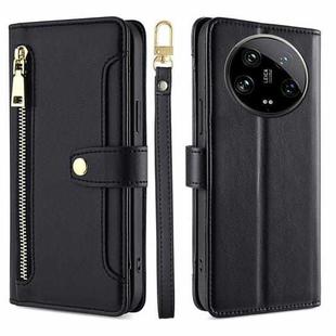 For Xiaomi 14 Ultra Sheep Texture Cross-body Zipper Wallet Leather Phone Case(Black)