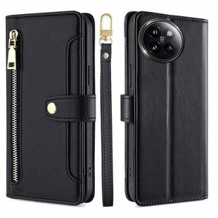 For Xiaomi Civi 4 Pro Sheep Texture Cross-body Zipper Wallet Leather Phone Case(Black)