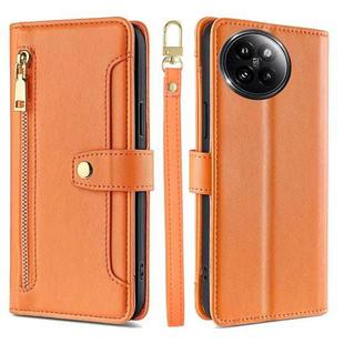 For Xiaomi Civi 4 Pro Sheep Texture Cross-body Zipper Wallet Leather Phone Case(Orange)