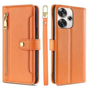 For Xiaomi Redmi Turbo 3 5G Sheep Texture Cross-body Zipper Wallet Leather Phone Case(Orange)
