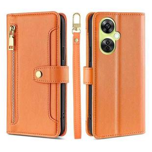 For OnePlus Nord CE 3 Lite 5G Lite Sheep Texture Cross-body Zipper Wallet Leather Phone Case(Orange)