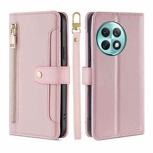 For OnePlus Ace 2 Pro Sheep Texture Cross-body Zipper Wallet Leather Phone Case(Pink)