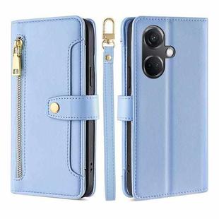 For OnePlus Nord CE3 5G Lite Sheep Texture Cross-body Zipper Wallet Leather Phone Case(Blue)