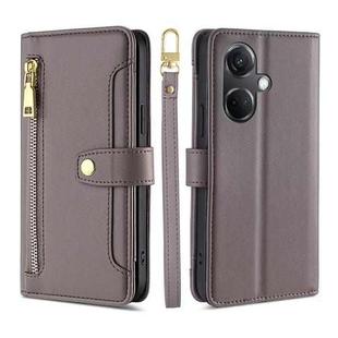 For OnePlus Nord CE3 5G Lite Sheep Texture Cross-body Zipper Wallet Leather Phone Case(Grey)