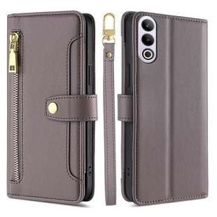 For OnePlus Ace 3V 5G Sheep Texture Cross-body Zipper Wallet Leather Phone Case(Grey)