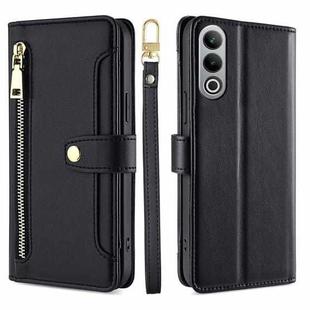 For OnePlus Nord CE4 Sheep Texture Cross-body Zipper Wallet Leather Phone Case(Black)