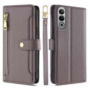 For OnePlus Nord CE4 Sheep Texture Cross-body Zipper Wallet Leather Phone Case(Grey)