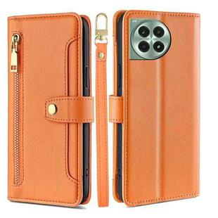 For OnePlus Ace 3 Pro 5G Sheep Texture Cross-body Zipper Wallet Leather Phone Case(Orange)