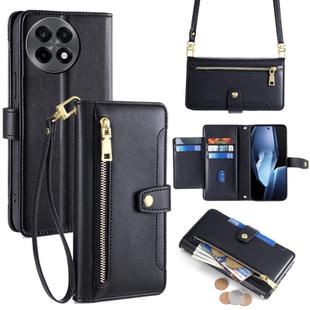 For OnePlus Ace 5 / 5 Pro Sheep Texture Cross-body Zipper Wallet Leather Phone Case(Black)