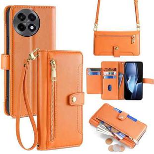 For OnePlus Ace 5 / 5 Pro Sheep Texture Cross-body Zipper Wallet Leather Phone Case(Orange)