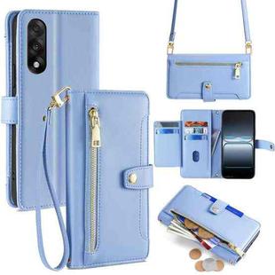 For OnePlus Ace 5 Ultra / Nord 5 Sheep Texture Cross-body Zipper Wallet Leather Phone Case(Blue)